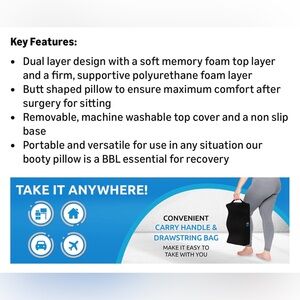 BBL Recovery Butt Pillow Cushion - Black